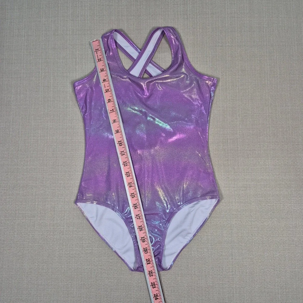 Zaclotre Girls Purple Metallic Leotard Ballet Dance Gymnastics Bodysuit 10-11 Y